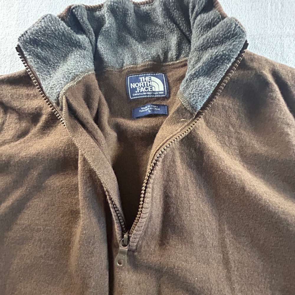 The North Face Men's Brown Quarter Zip Pullover Sweater Size L Cali Heritage - Picture 6 of 7